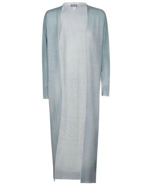 WLNS CASHMERE Lino Seta Semi-Sheer Long Cardigan - Blue
