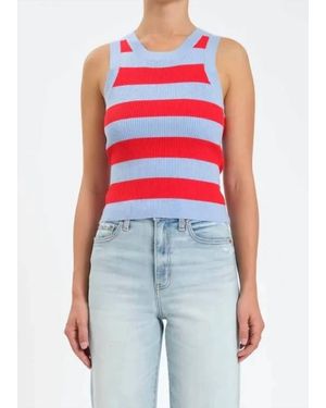 DAZE Flirty Stripe Rib Tank - Red