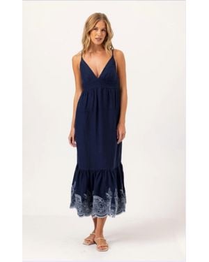 Sundays Embroidered Felton Dress - Blue