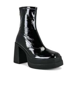Free People Double Stack Platform Patent Leather Ankle Boots - Black