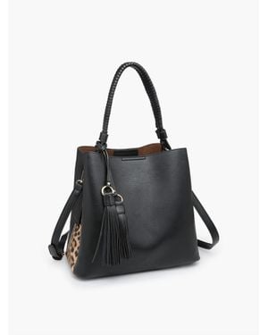 Jen & Co. Olivia Animal Print Contrast Hobo Bag - Black