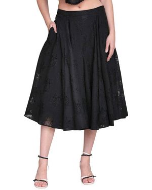 Avec Les Filles Godet Maxi Skirt - Black