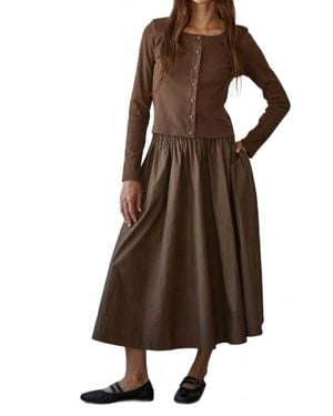 By Together Ribbed Long Sleeve Cardigan - Brown