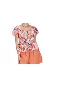 J joy Blossom Short Sleeve Ruffle Top - Black