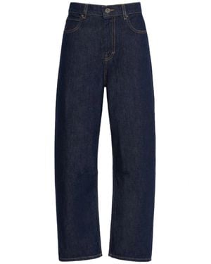 Weekend Wide-Leg Cropped Jeans With High Waist And Classic Five-Pocket Styling - Blue