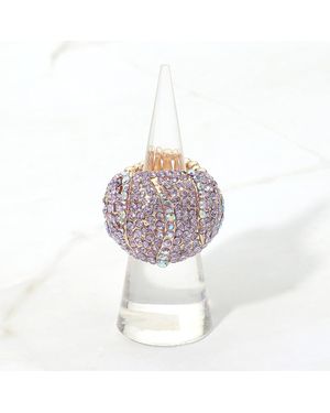 Fashnzfab Rhinestone Pave Dome Stretch Ring - Purple