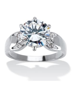 Palmbeach Jewelry 4 Tcw Cubic Zirconia And Crystal Accents Stainless Steel Ring - Metallic