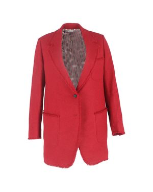 Thom Browne Single-Breasted Raw Hem Accent Blazer - Red