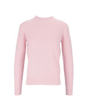 MC2 Saint Barth Sorbonne Braid Wool Cable Knit Sweater - Pink