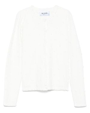Blugirl Blumarine Bead Embellished Knit Sweater - White
