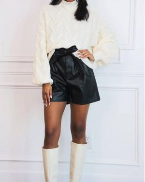 Zenana Dickinson Faux Leather Shorts - Black