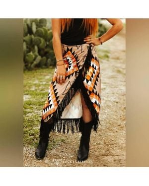 Lucky & Blessed Aztec Asymmetric Skirt - Metallic