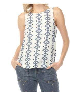 Charlie b Printed Sleeveless Rounded Hem Top - Blue
