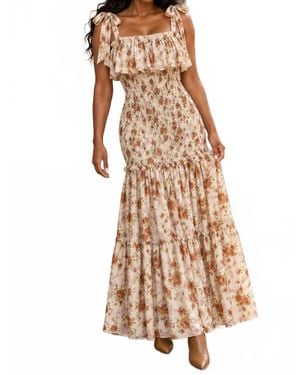 SurelyMine Smocked Tiered Maxi Dress - Natural