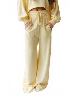 LALAMIA Ginger Wide Leg Sweatpants - Yellow