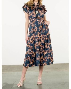 Thml Fluttered Sleeve Tiered Dress - Blue