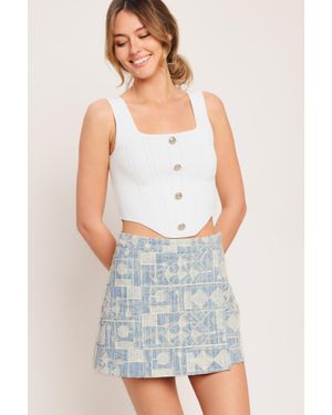 TRUEDAMES Artisan Grid Woven Skort - Gray