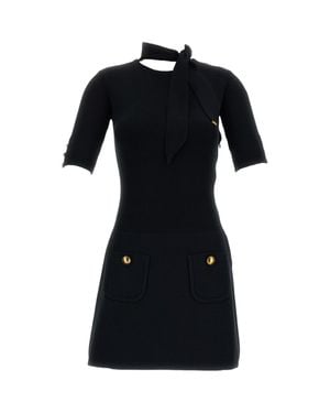 Elisabetta Franchi Knit Removable Scarf Mini Dress - Black
