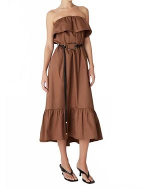 JS71 Charlee Off The Shoulder Dress - Brown