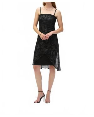 Joseph Ribkoff Foiled Mesh Strapless Dress - Black