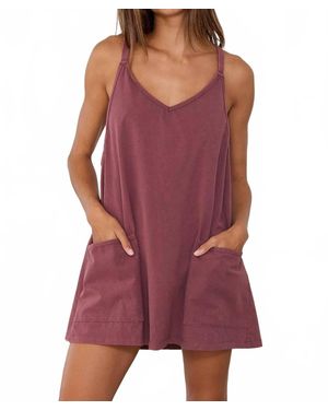 Bucketlist Washed Sporty Mini Dress With Built - Purple