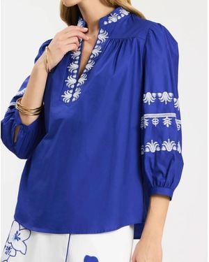 tyler boe Robyn Embroidered Top - Blue