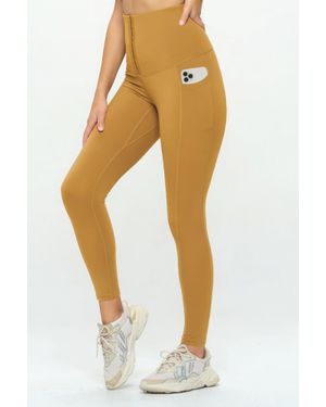 TRUEDAMES Body Shaper Fashion Yoga Legging - Yellow
