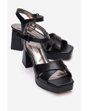 Prologue Shoes Lisbon Platform Block Heel Sandal - Black