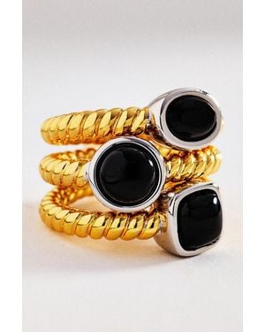 Luv Aj Midnight Mesa Rings, Set Of 3 - Metallic