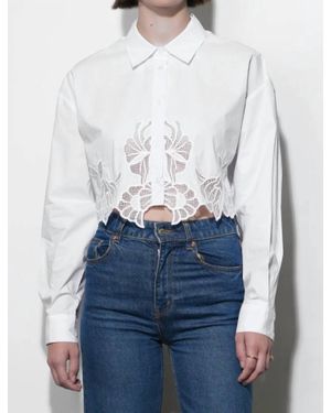 Greylin Finley Embroidered Hem Button Up Shirt - Blue