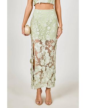 Endless Rose Floral Embroidered Midi Skirt - Multicolor