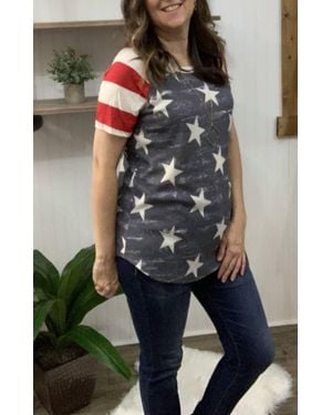 Lovely American Flag Top - Multicolor