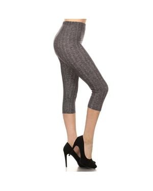 TRUEDAMES Chevron Print, High Waisted Capri Leggings - Gray