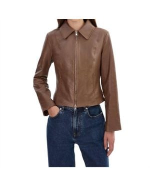 Lamarque Sally Leather Biker Jacket - Brown