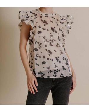 AUREUM Floral Organza Top With Cami - Natural