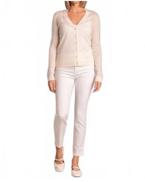 N°21 V-Neck Full Length Cardigan - Natural