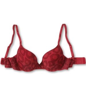 TRUEDAMES Animal Print Molded Plunge Bra - Red