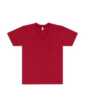 LOS ANGELES APPAREL Usa-Made Fine Jersey V-Neck T-Shirt - Red