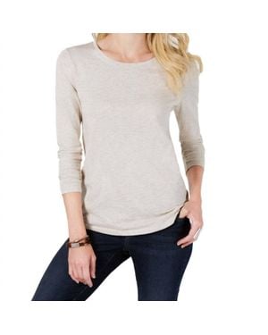 Style & Co. Long Sleeve Crewneck Top - Gray