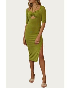 Endless Blu. Cutout Halter-neck Midi Dress - Green