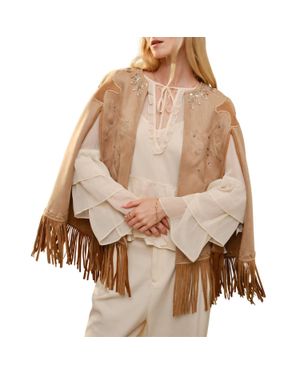 Blue B Western Fringe Cape Jacket - Brown