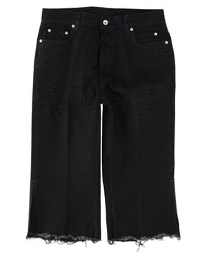 Rick Owens Frayed Hem Denim Shorts - Black