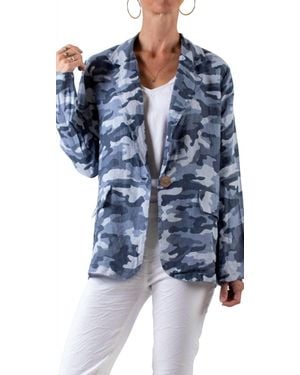 Gigi Moda Sabrina Camo Linen Blazer - Blue