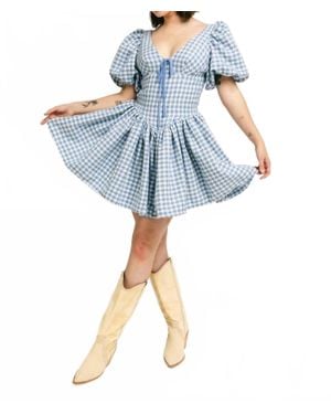 SOFIA The Label Blair Houndstooth Mini Dress - Blue