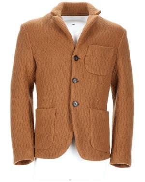 Brian Dales Textured Wool And Cashmere Jacket With Structured Collar - Brown