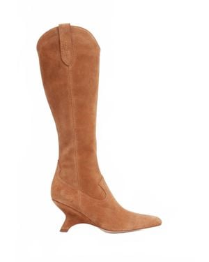 Jonathan Simkhai Shadow Suede Western Boots - Brown