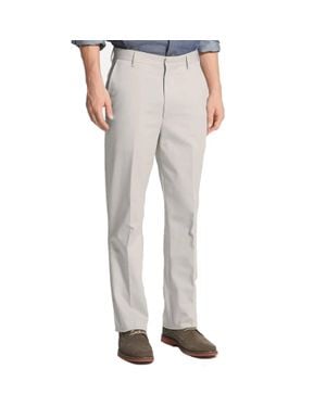 Berle Regent Plain Front Twill Performance Dress Khaki Trouser - Gray