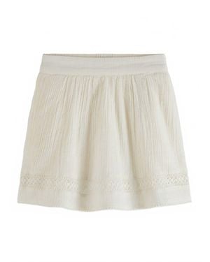 Scotch & Soda Girl's Lace Detail Crinkle Cotton Mini Skirt - White