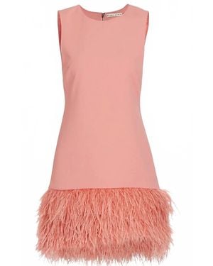 Alice + Olivia Coley Feather Trim Crew Neck Dress - Pink