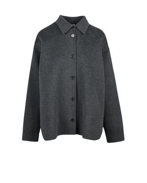 Aspesi Boxy Wool Coat With Classic Collar And Button Closure - Gray